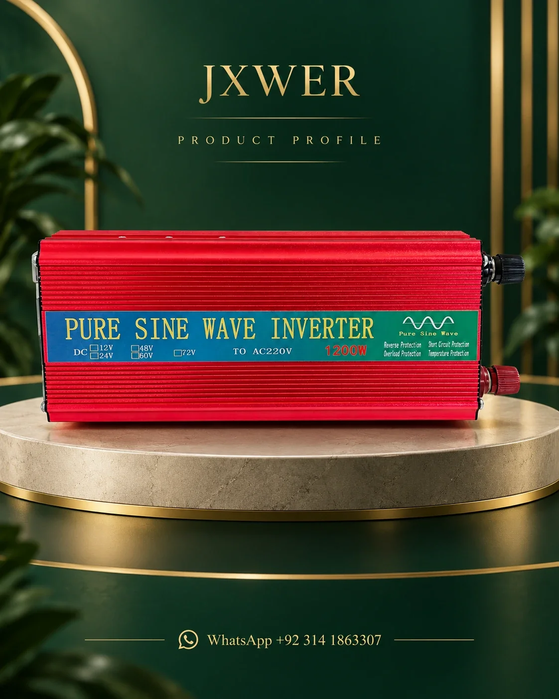 JXWER 600W Pure Sine Wave Inverter (1200W Peak) — Product profile
