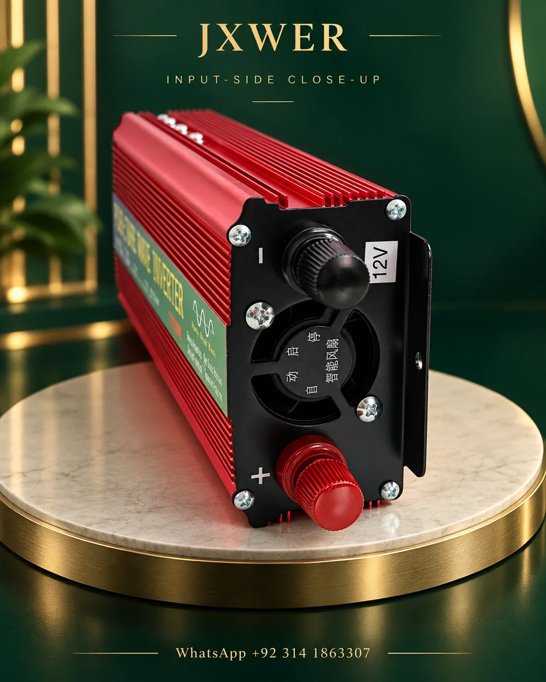JXWER 600W Pure Sine Wave Inverter (1200W Peak) — Input close-up