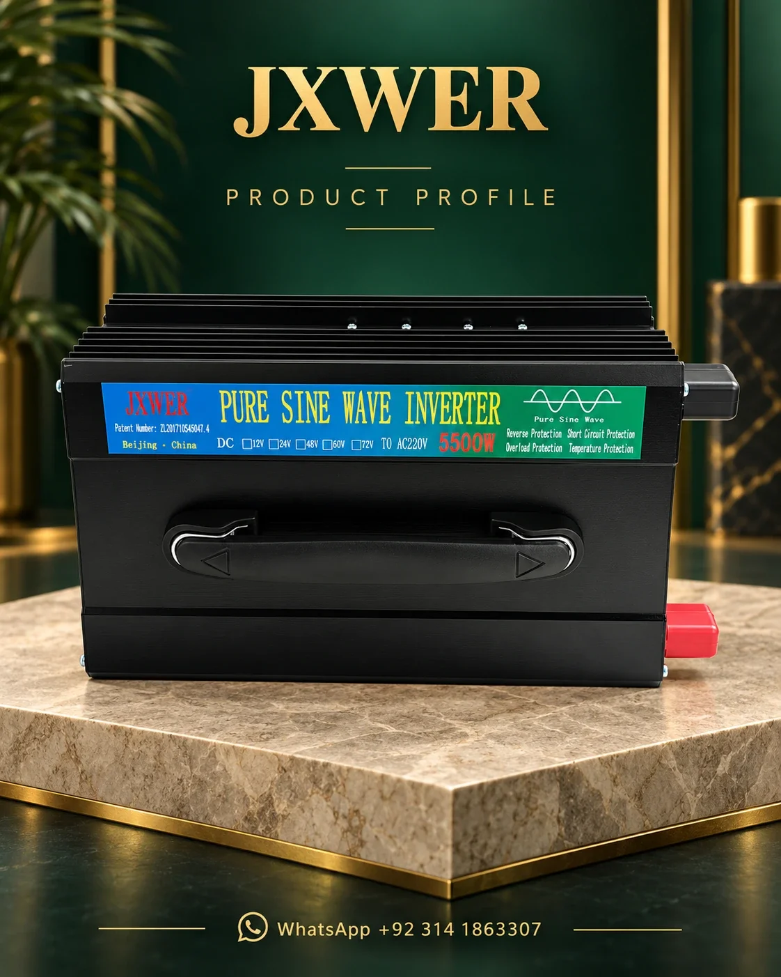 JXWER 2500W Pure Sine Wave Inverter (5500W Peak) — Product profile